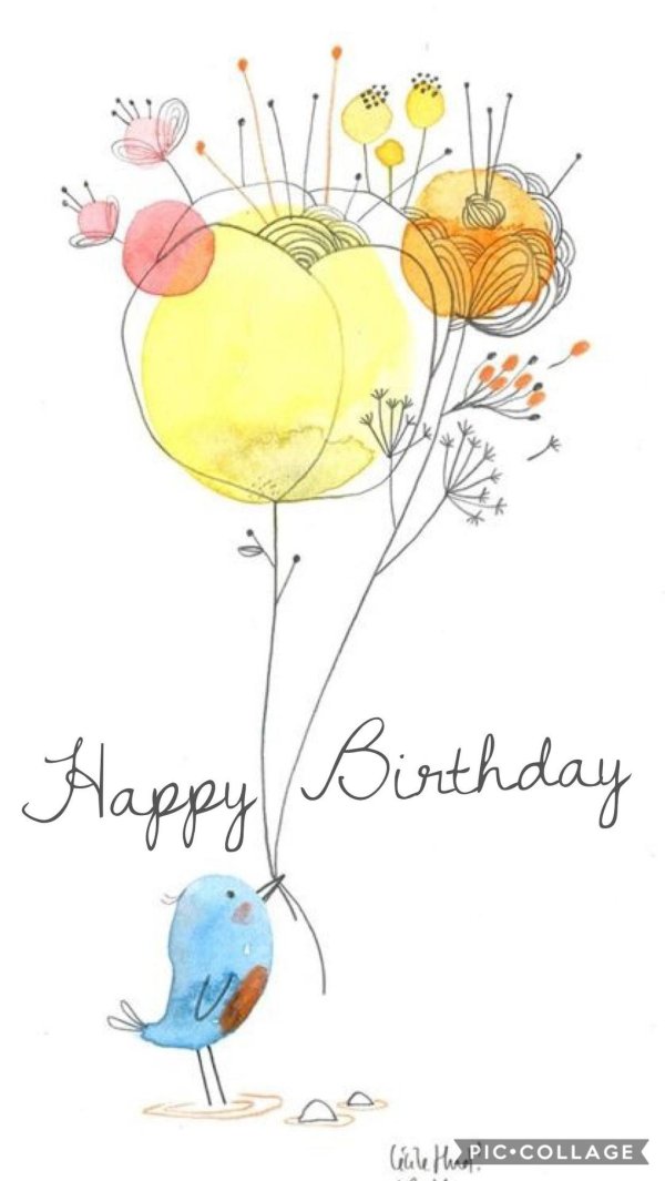 акварельная открытка с днем рождения