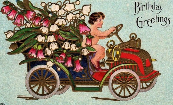 старинная открытка с днем рождения