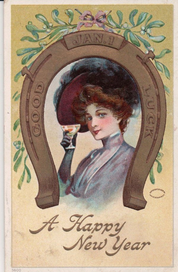 старинные открытки с шампанским