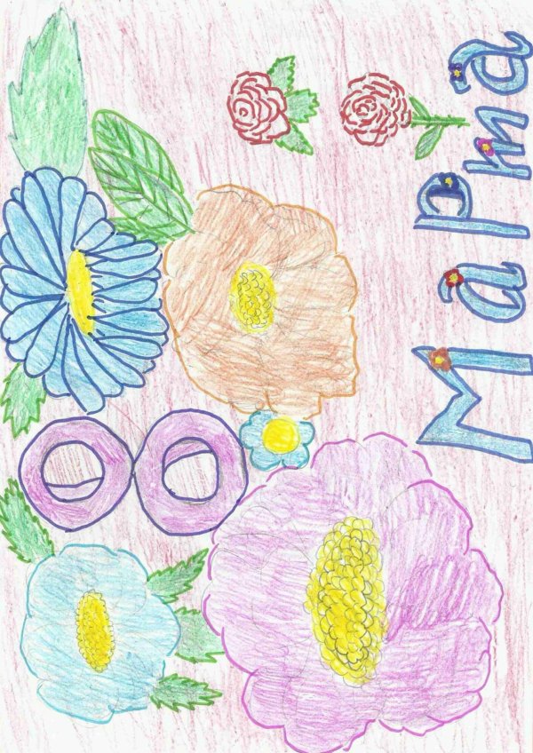 С 8 марта с цветами нарисованные легкий