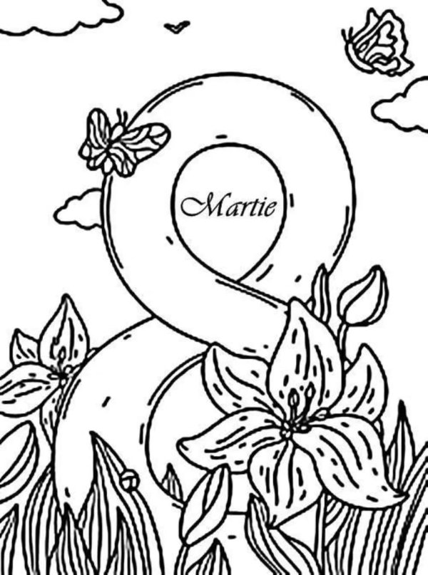 раскраска на восьмое марта