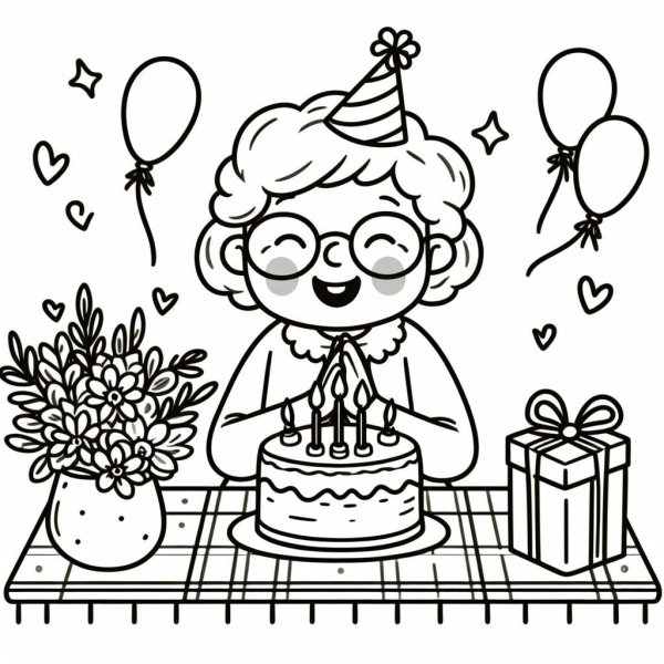 раскраска на день рождения бабушке