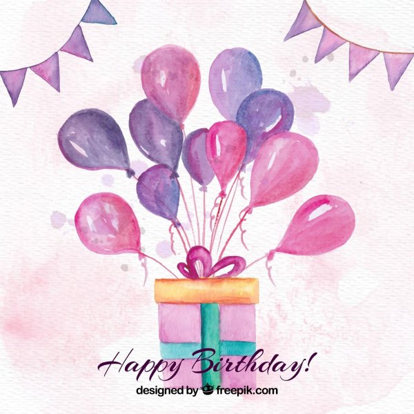 воздушные шарики акварель