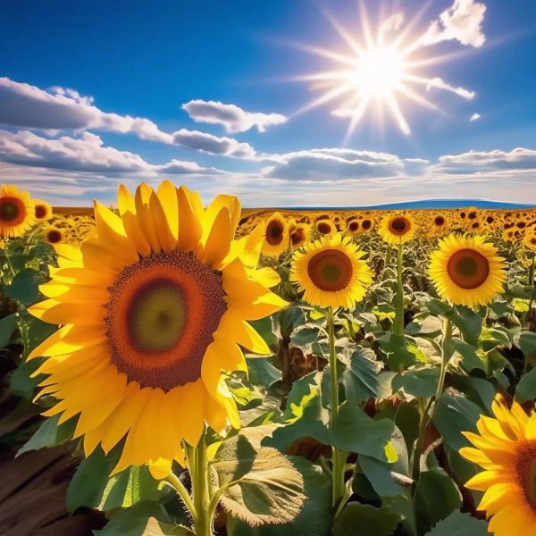 подсолнухи на рассвете