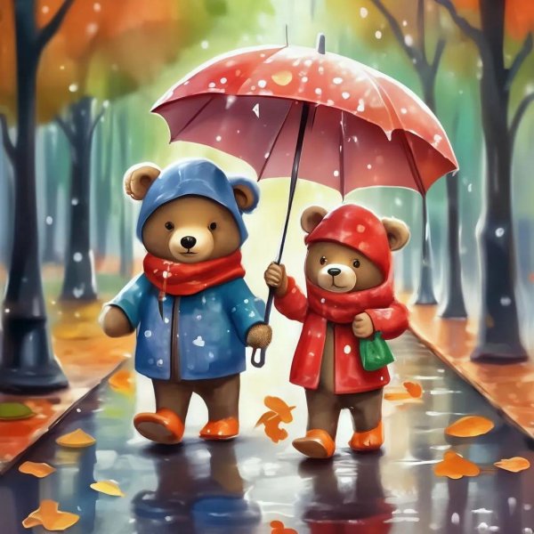 зонтик под дождем