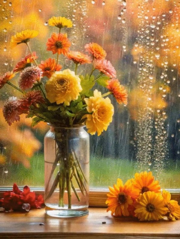 осенние цветы в вазе