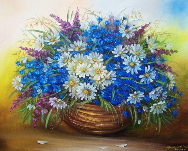 ромашки живопись