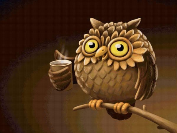 сова пьет кофе