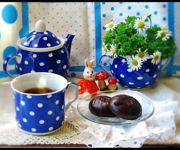 чашка чая в горошек