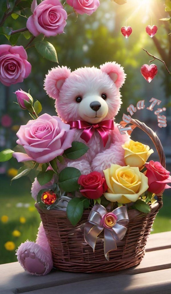 медвежонок с цветами