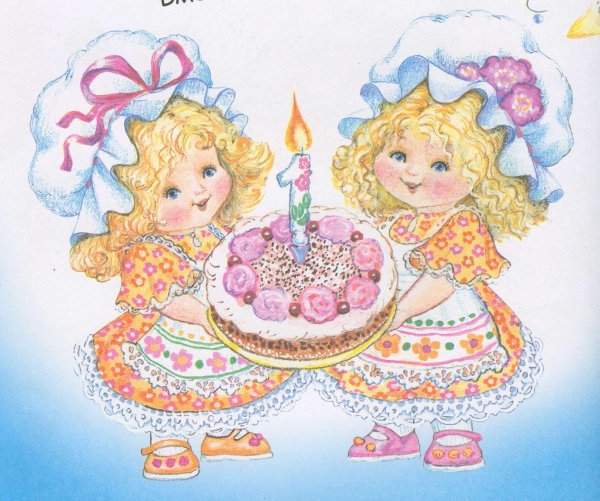 открытка с днём рождения двойняшек девочек