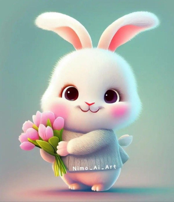 заяц с цветами