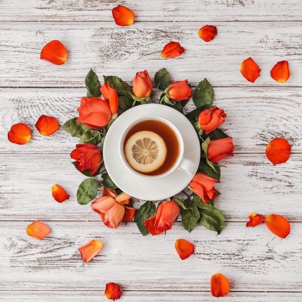 чашка чая сверху