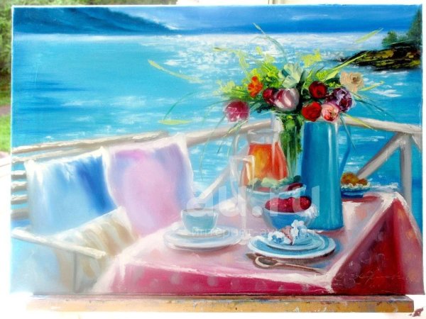 завтрак у моря живопись