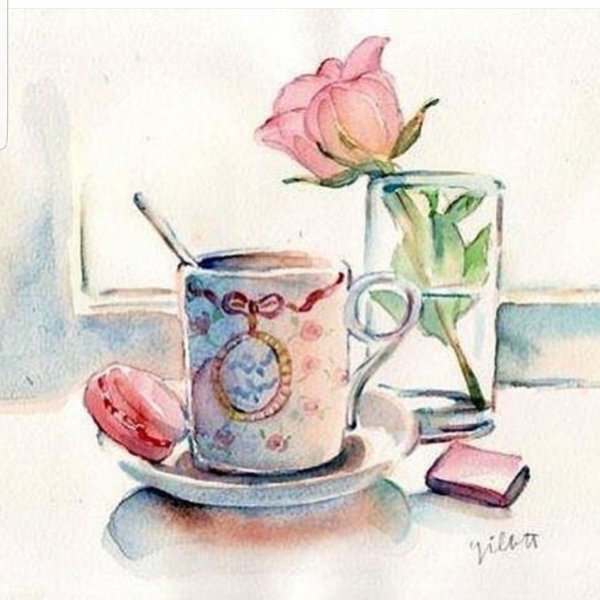 чашка акварелью