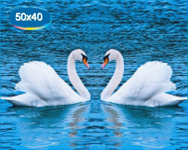 алмазная мозаика пара лебедей