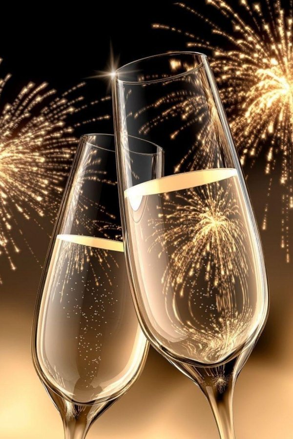 открытки с бокалами шампанского