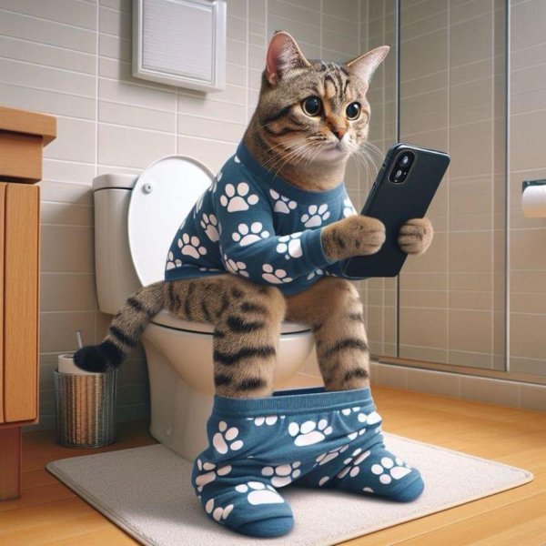 кот на унитазе