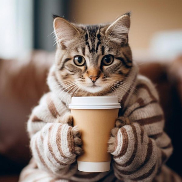 кот с кружкой