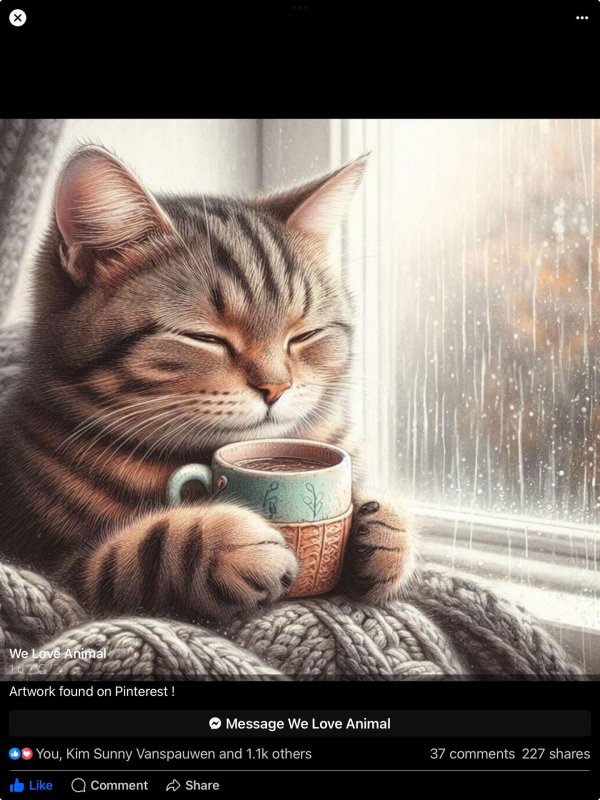 кот пьет чай