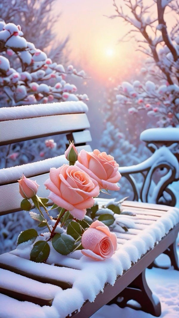 розы на снегу