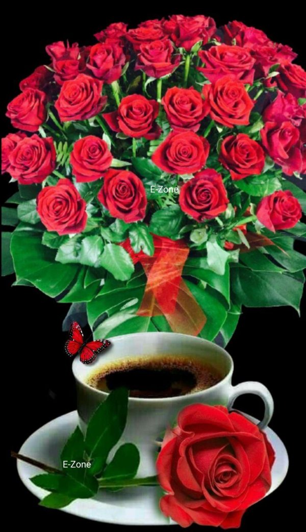coffee and red roses