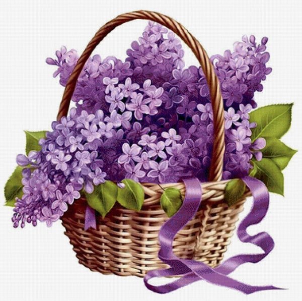 корзина с весенними цветами