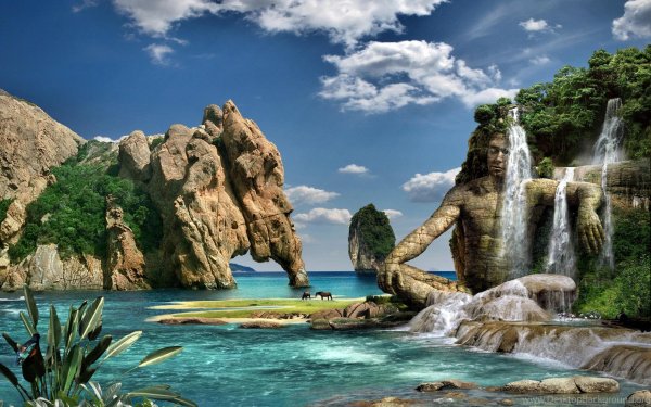 водопад в джунглях