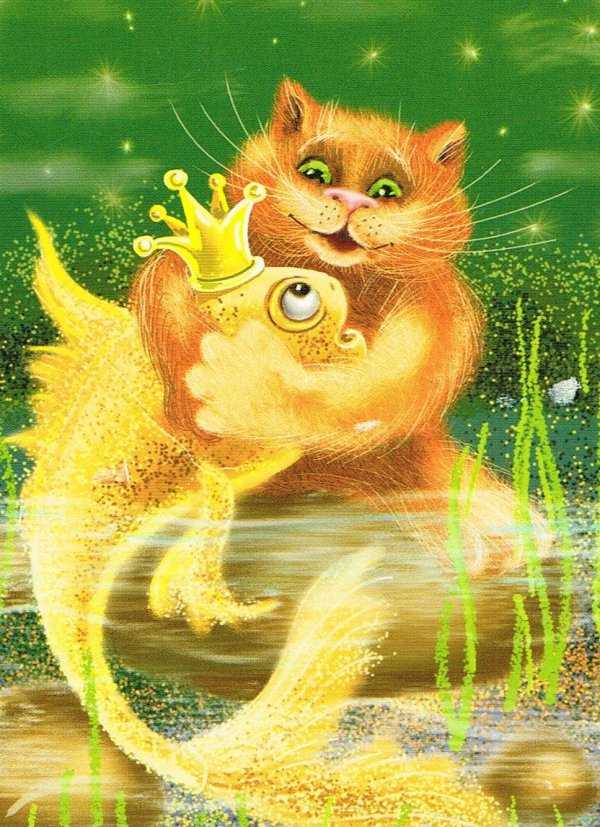 рыжий кот с рыбой