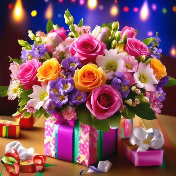 открытка с цветами на день рождения