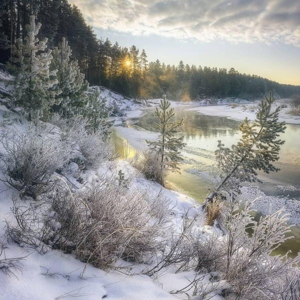тайга река енисей зимой