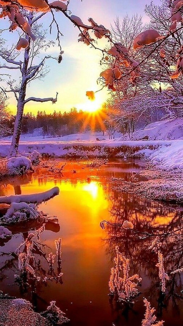 закат зимний