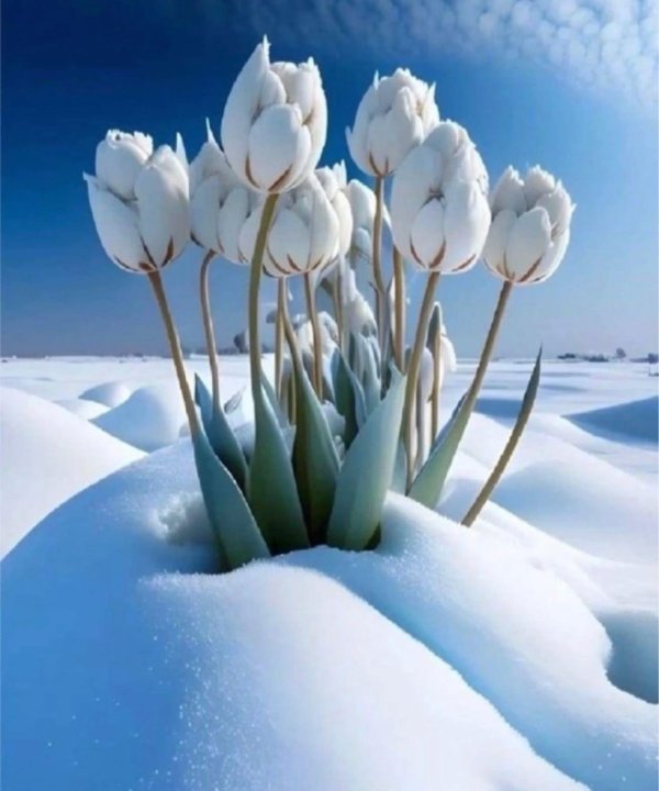 цветок под снегом