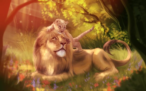 львиный прайд в саванне