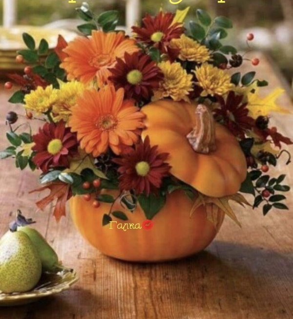 осенняя экибана в тыкве