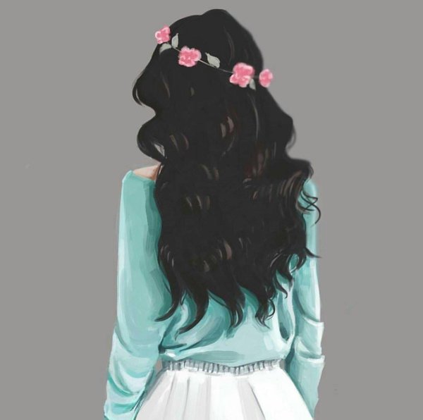 брюнетка мультяшная спиной