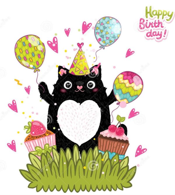 Котенок с днем рождения