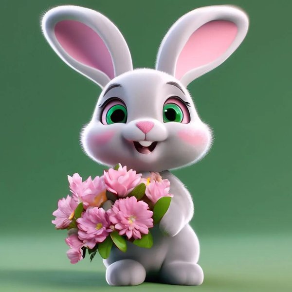 заяц с цветами