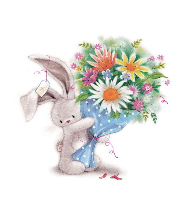 зайчик с цветком