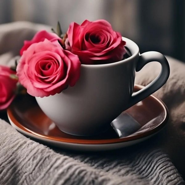 красивые розы в чашке