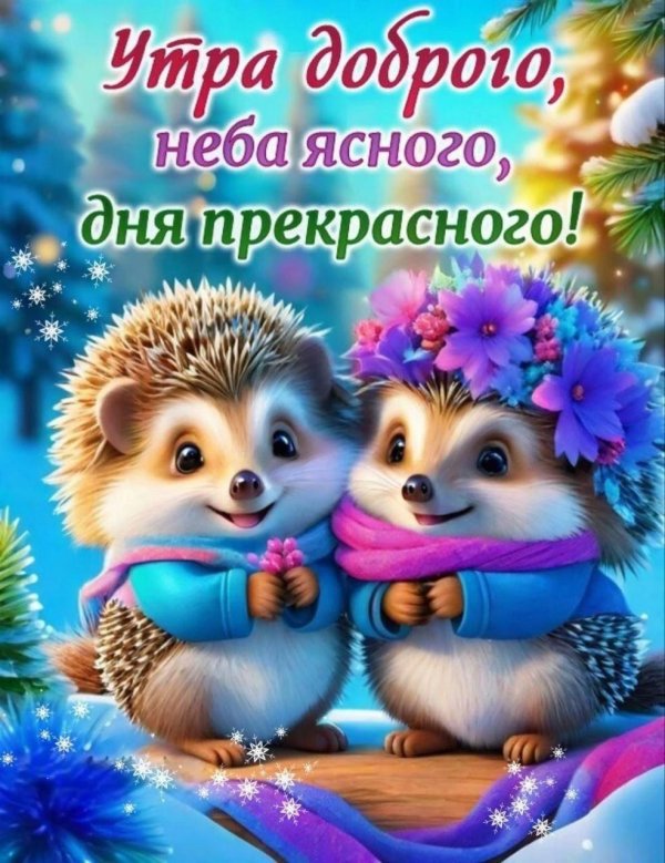 Доброе утро с ежиками зимние