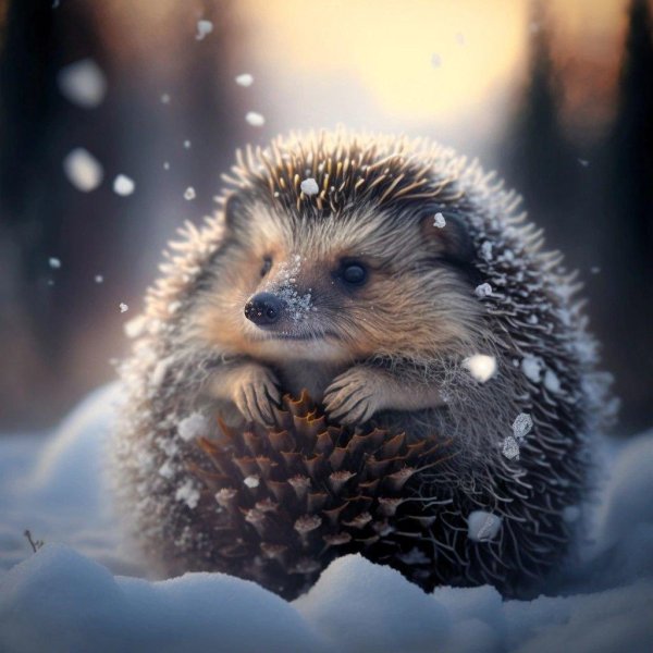 еж зимой