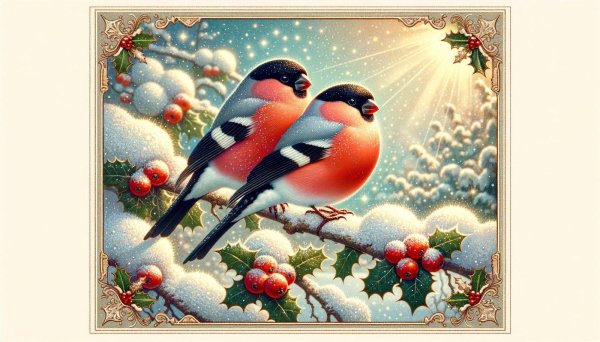 новогодние открытки со снегирями