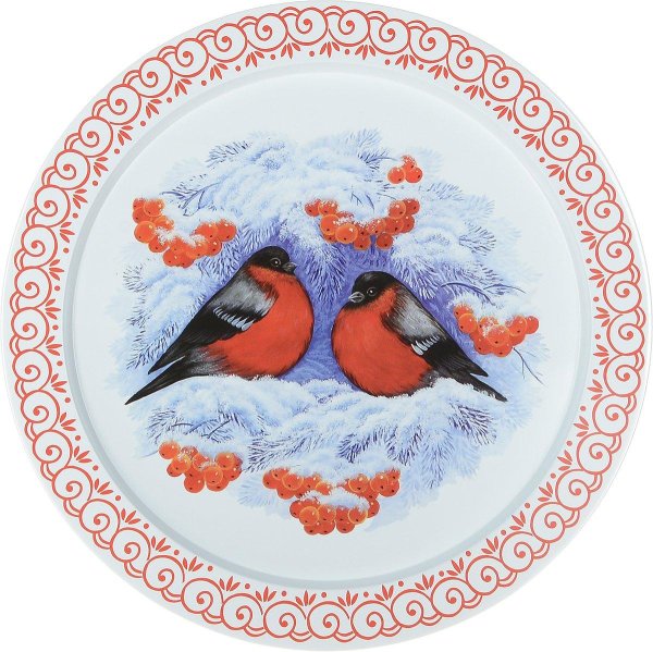 тарелка со снегирями