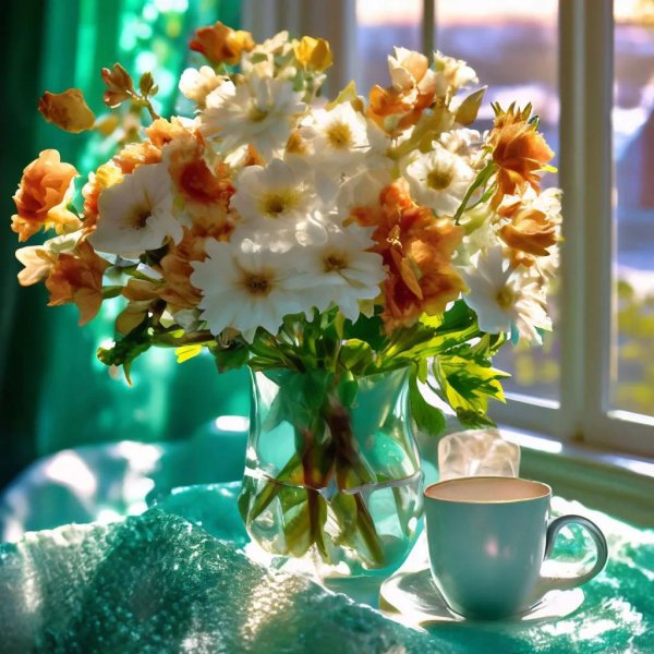 утренний букет цветов