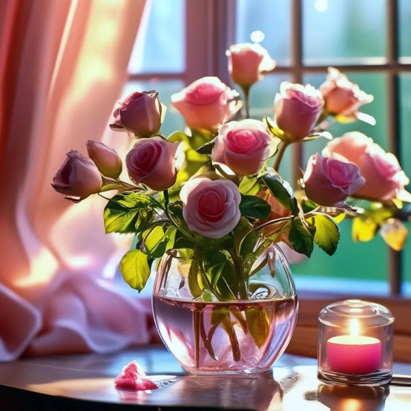 роза в вазе