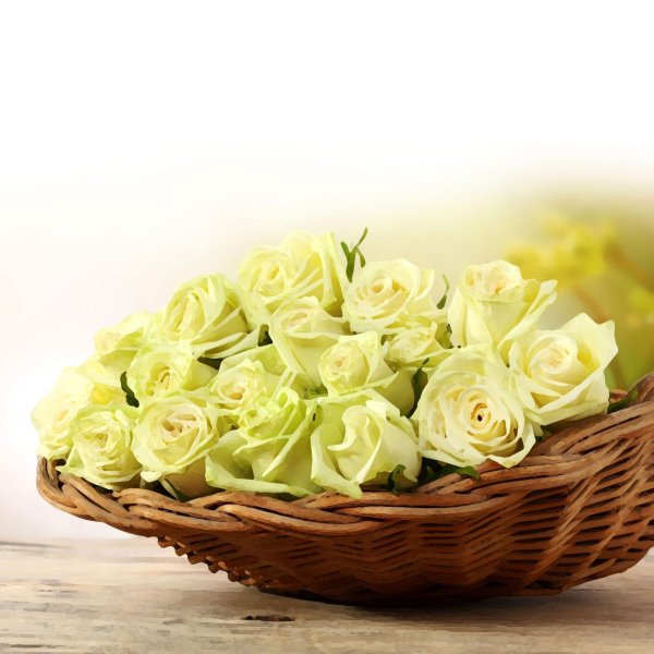 розы в корзине