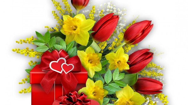 тюльпаны мимоза