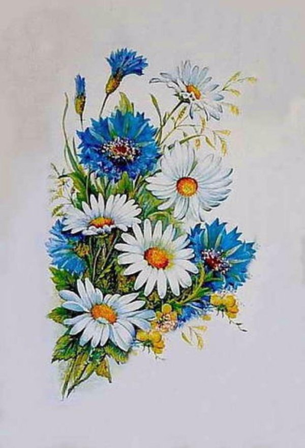 вышивка васильки