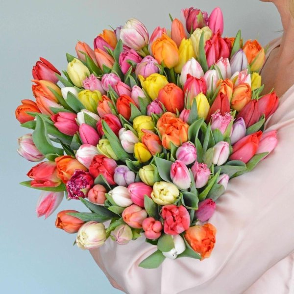 большие букеты тюльпанов